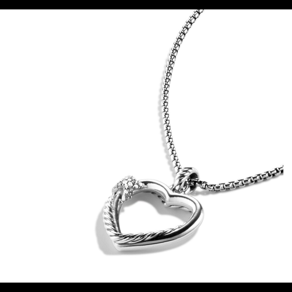 David Yurman criss cross diamond heart shaped necklace- 0.06 carats